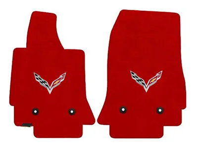 $138.99 • Buy NEW! Torch Red FLOOR MATS 2014-2019 CORVETTE C7 Flags Logo  Embroidered Pair Set