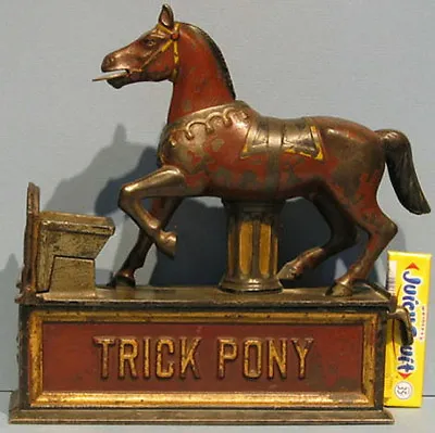 £2034.91 • Buy Big Price Cut * 1885 Guaranteed Old Orig Trick Pony Cast Iron Mechanical Bank