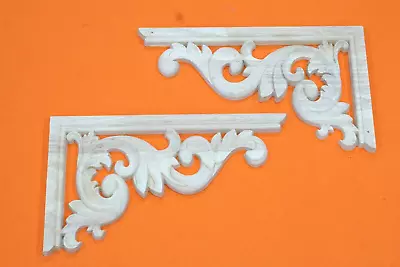 2 Wood Carved Corner Onlay Applique Frame Moulding Molding Pair Shelf Wall Trim • $12.99