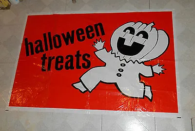 Vintage HALLOWEEN TREATS Plastic Store Display Sign Poster • $65