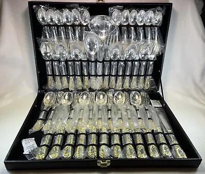 Vintage FB Rogers Golden Old Vienna Silver Plate Gold Accent Flatware Silverware • $294.97