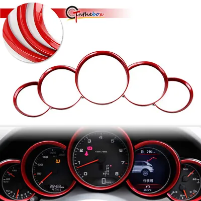 5PCS Chrome Red Dashboard Surrounding Ring Trim Covers For 2011-2018 Porsche 911 • $24.99