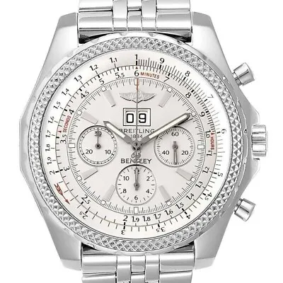 Breitling Bentley 6.75 Siver Dial Chrono Stainless Steel Bracelet Watch A44362 • $8832.58