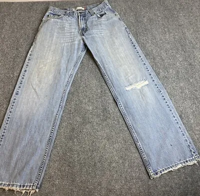 Levis Jeans 569 Mens 30x32 Blue Loose Straight Destroyed 90s Grunge Fade Cotton • $24.90