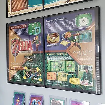 FRAMED Retro Legend Of Zelda Link To The Past + Four Swords Video Game Wall Art • £42.42