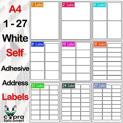 A4 Address Sheet Labels Self Adhesive White Sticky Sticker Paper Laser Printer • £62.99