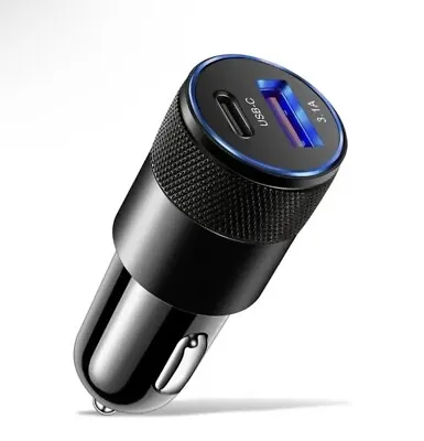 Fast Car Charger 2 Port USB + TYPE C Universal Socket Adapter For Iphone Samsung • £3.09