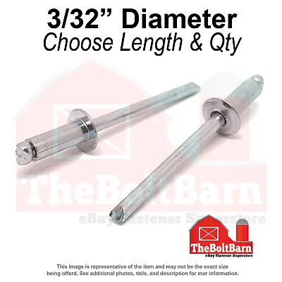 3/32  Dome Head Blind Pop Rivets Aluminum/Aluminum Mandrel Plain(Pick Size &Qty) • $8.89