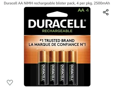 New Duracell  AA Rechargeable Batteries NiMH Pack Of 4 Batteries - Sealed  • $11.99