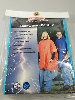 Vtg NOS Coleman Rain Jacket Poncho / Hood Lightweight 1 Sz Fits Most Blue  • $23.78