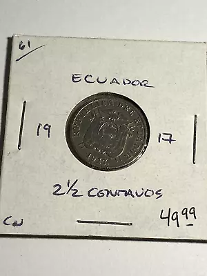 1917 Ecuador 2 1/2 Centavos - Rare • $49.99