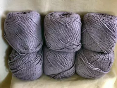 Lot Of 6 Balls 100% Cotton Yarn 1 LB Lavender Factory Mill Ends 16 Oz Worsted • $14.99