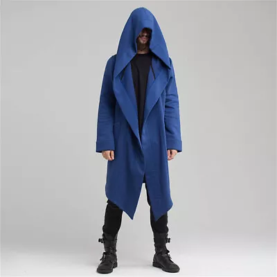 Men Poncho Hooded Cape Warm Long Cardigan Coat Long Sleeve • $46.18