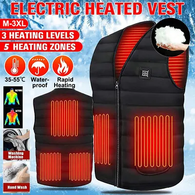 $22.99 • Buy Electric Heated Warm Vest Jacket Jacket Skiing Coat USB Rechargeable Xmas Gift