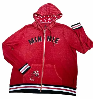 Disney Parks Minnie Mouse Red Lightweight Jacket Zip-up Hoodie Women’s Size 2X • $9