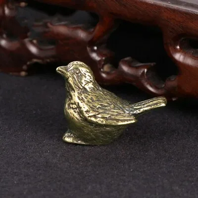 Solid Brass Sparrow Statue Bird Animal Mini Figure Tea Pet Miniature Ornament • $8.75