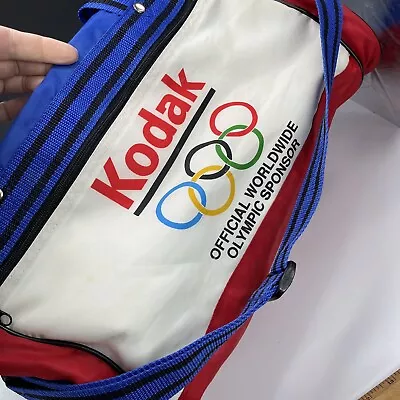 Vintage 80's Duffel Bag Kodak Official Worldwide Olympic Sponsor Red White Blue • $12