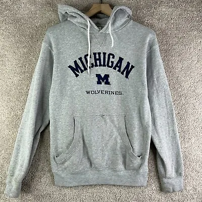 Michigan Wolverines Sweatshirt Mens Small Gray Hoodie Pullover Sweater Spell Out • $4.44