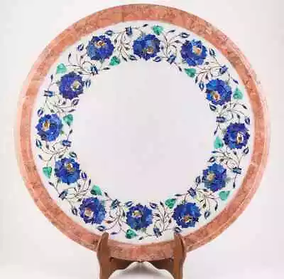 18'' White Marble Table Top Center Coffee Antique Inlay Pietra Dura Mosaic P1 • $487