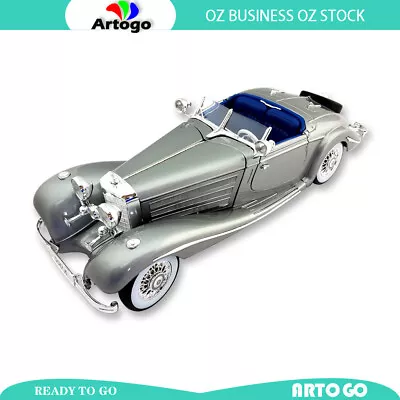 LICENSED Mercedes Benz 500K SS 1936-Silver Scale 1:18 Model Car Diecast Toy Car • $70.78