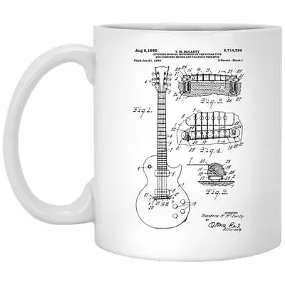 Les Paul Patent Guitar Coffee Mug Guitarist Mugs For Music Lover Gibson Guitars • $15