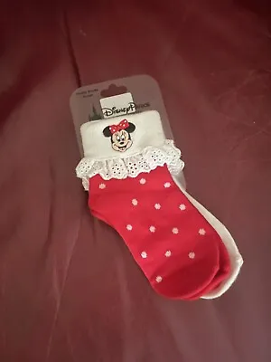 Disney Parks Minnie Mouse Red & White Socks With Ruffle Youth Socks Small NWT • $7