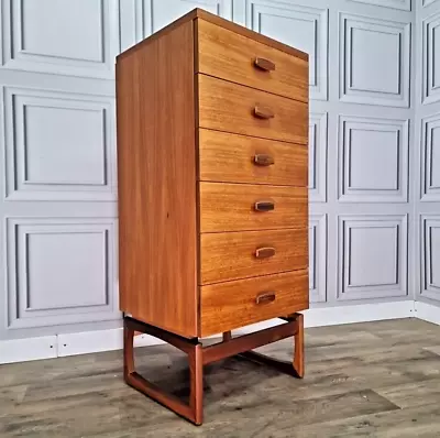 Retro Vintage Mid Century G-Plan Quadrille Teak Tallboy Chest Of Drawers • £489.99