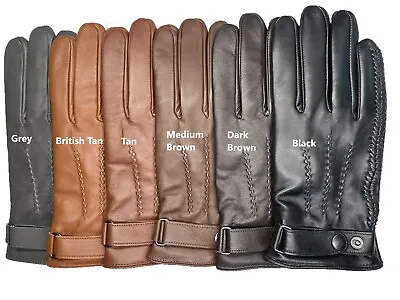 Men's GENUINE SHEEPSKIN Soft Leather Braided Winter Gloves W/ Cashmere Lining   • $24.99