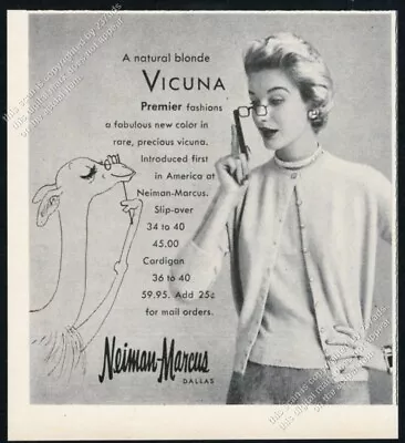 1953 Vicuna Art Neiman Marcus Women's Vicuna Sweater Photo Vintage Print Ad • $8.09