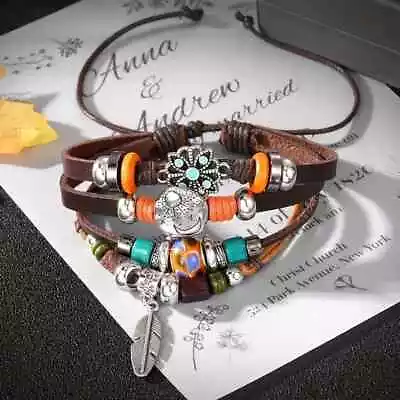 Trendy Retro New Butterfly Star Moon Multilayer Bracelet Men Daily Fashion Gifts • $16.98