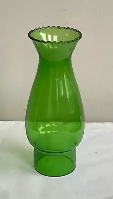 Vintage Green Glass Oil Lamp Chimney With Frilled Top • £14.50