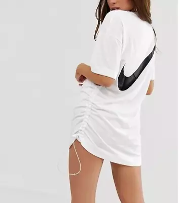 Nike T-Shirt Dress Womens XL White Short Sleeve Logo Ruched Side • $36.99