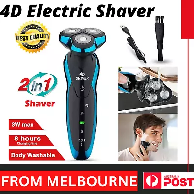 4D 3 Heads Razor Beard Trimmer Men's Clipper Electric Shaver Cordless USB Charge • $26.99