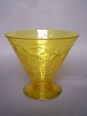 RARE Signed Webb England Yellow Cadmium Trumpet Crackle Glass Footed Vase • £99.99
