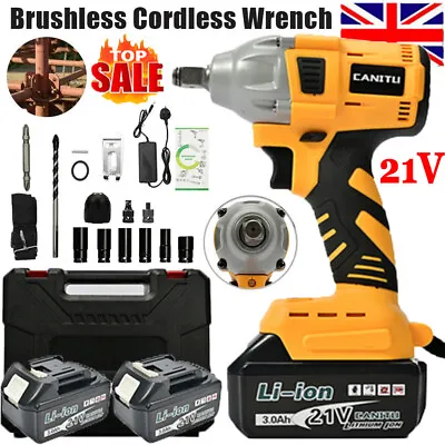 Brushless Cordless Electric Impact Wrench Drill Nut Gun Ratchet Driver 21V 3.0A • £56.49