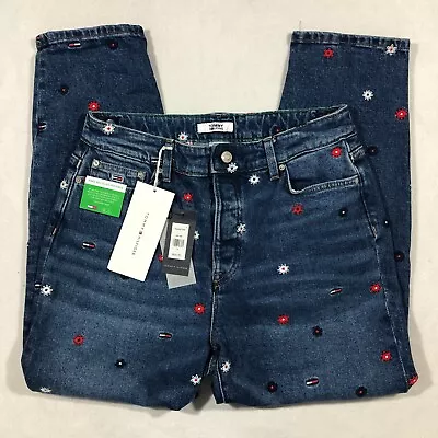 Tommy Hilfiger Jeans Womens 30/10 Ultra High Rise Tapered Mom Embroider NEW $100 • $49.95