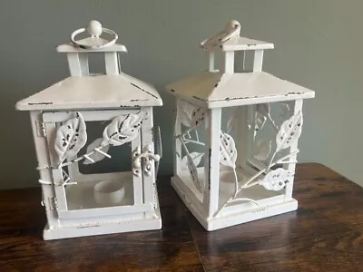 Lot Of 2 Vintage Hanging Pagoda Candle Holder Lanterns. OffWhite Shabby Chic • $35.90