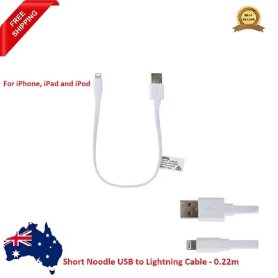 $12.99 • Buy Short Noodle USB To Lightning Cable IPhone, IPad And IPod - 0.22m, White Fast Ch