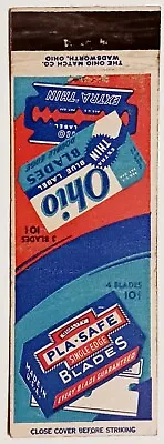 PLA•SAFE Blades Ohio Blue Label Extra Thin Blades Vintage Matchbook Cover • $4.99