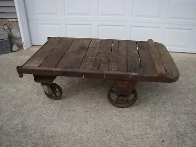 $225 • Buy Vtg Industrial Rail Road Warehouse Cart Dolly Great For Table Or Display Or Prop
