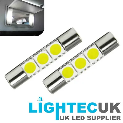 28mm White Led Sun Visor Car Vanity Light Lamp Fuse Festoon Bulbs 269 T6.3 30mm • £3.25