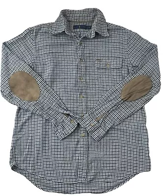 Polo Ralph Lauren Shirt Men’s Sz Large Western Patch Suede Elbow Plaid Flannel • $22.95