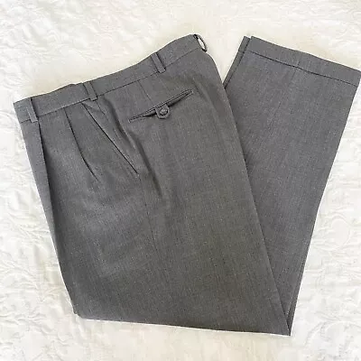 Hart Schaffner Marx Men’s Pants 36x30 Wool Pleated Cuff Dress Gray Made In USA • $17.60