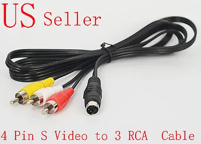 3 RCA Male To 4 Pin S-video Male Video Adapter Cable Cord • $7.90