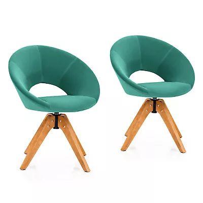 2PCS Mid Century Modern Swivel Accent Chair Fabric Armchair Velvet Bedroom Green • $229.99