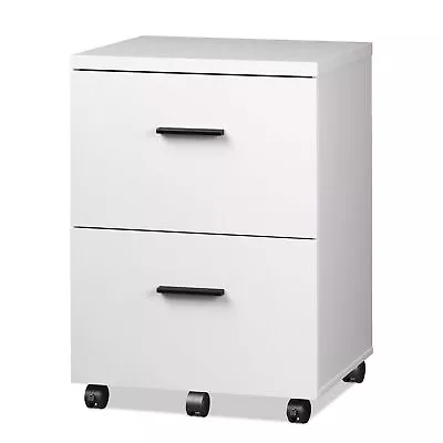 2 Drawer Wood File Cabinet Mobile Lateral Filing Cabinet With Storage Lette... • $110.60