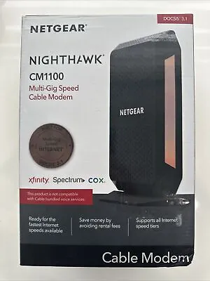 NETGEAR NIGHTHAWK CM1100 Cable Modem DOCSIS 3.1 Multi-Gig SpeedModem • $59