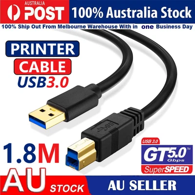 $6.95 • Buy USB 3.0 Type A Male To B Printer Cable For HP Canon Dell Brother Epson Xerox AU