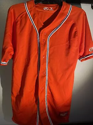 Vintage Orange Rawlings Blank Baseball Jersey. Adult Size Small • $13.89