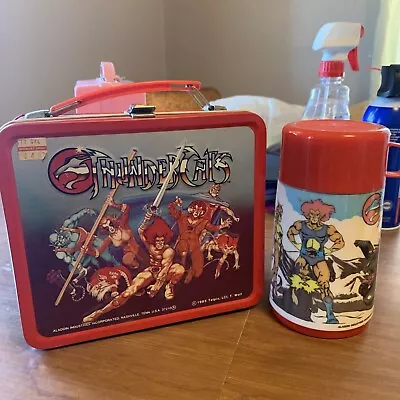 1985 Aladdin Thundercats Metal Lunch Box W/ Thermos Vintage Lunchbox • $125